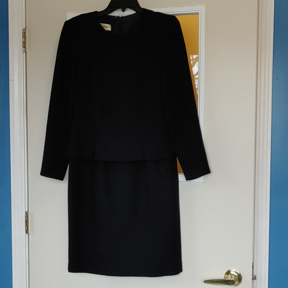 Talbots black dress career funeral long slv sz 6